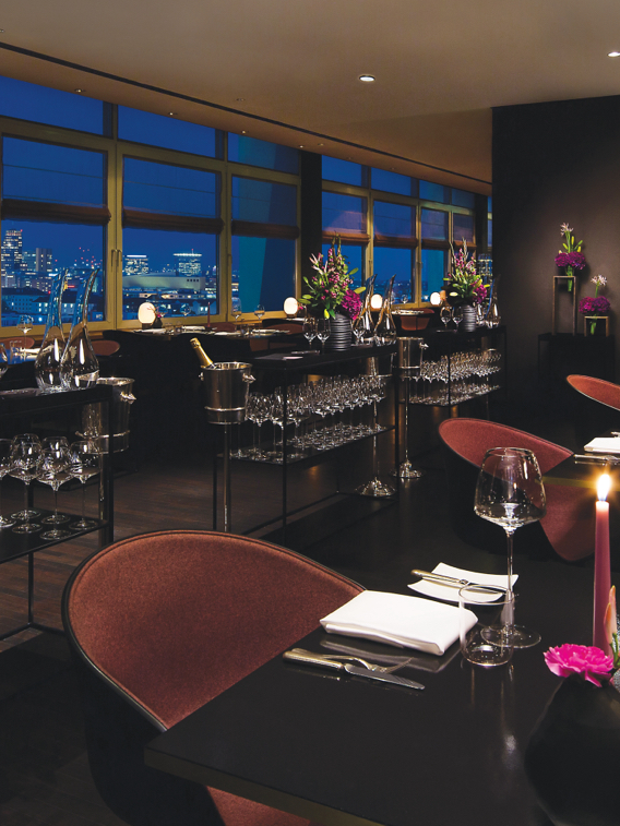 restaurant dining room at night