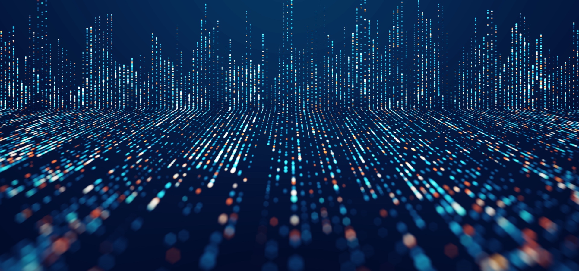 Abstract composition of dots to relay big data and technology featuring blue white shapes.