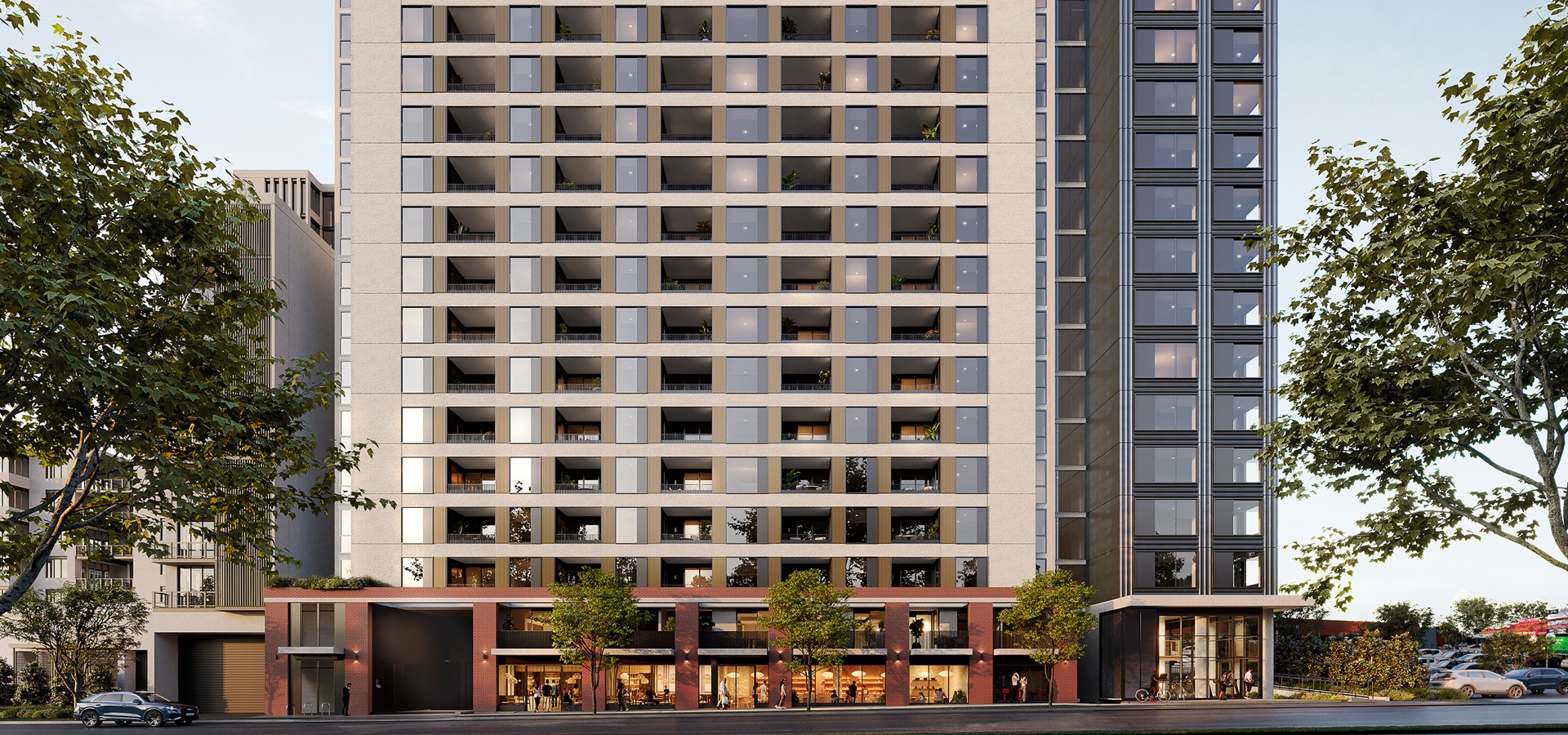 A residential building with many windows.